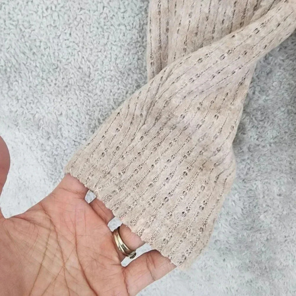 Maeve Anthropologie Womens Ruffle Hem Cowl Neck Sweater Top Small Beige 16PT - Picture 8 of 9